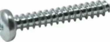 A close-up of the Isomac 000218 Finger Guard Screw (M2.9x19), featuring a pan head and sharp threads for secure fastening in wood or metal surfaces. © 2025 1st-line.com