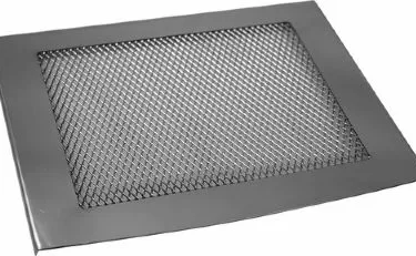 Photographed on a white background, the Isomac 000186 Drip Tray Grill/Cover (used) features a diamond-patterned rectangular metal mesh center and a solid outer frame—perfect as a replacement for your Isomac drip tray. © 2025 1st-line.com