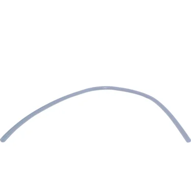 The Isomac 000269 Silicone Tube - 5x8, a clear and flexible curved tube, is displayed against a plain white background—ideal for maintaining Isomac espresso machines or similar uses. © 2025 1st-line.com
