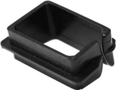 A small, rectangular black plastic bracket—Isomac 000457 Chute No. 8—with an open center and angled edges is shown from above on a white background. © 2025 1st-line.com