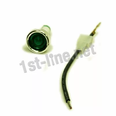 The Isomac 000585 Green Light for Isomac Relax, Tea features a chrome rim and black wire connector, shown against a white background. © 2025 1st-line.com