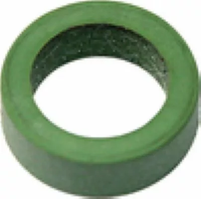 The Olympia 07.0630.80.15 Gasket 14.5/10.0x4.5 V.TN is a green, round ferrite toroidal core with a hollow center and smooth, uniformly colored surface, widely used in inductors or transformers for its specific shape and dimensions. © 2025 1st-line.com