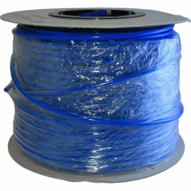 The JG 3/8 Polyethylene Tubing Blue / Per. Foot comes coiled on a large reel with metal flanges, wrapped in protective plastic. © 2025 1st-line.com