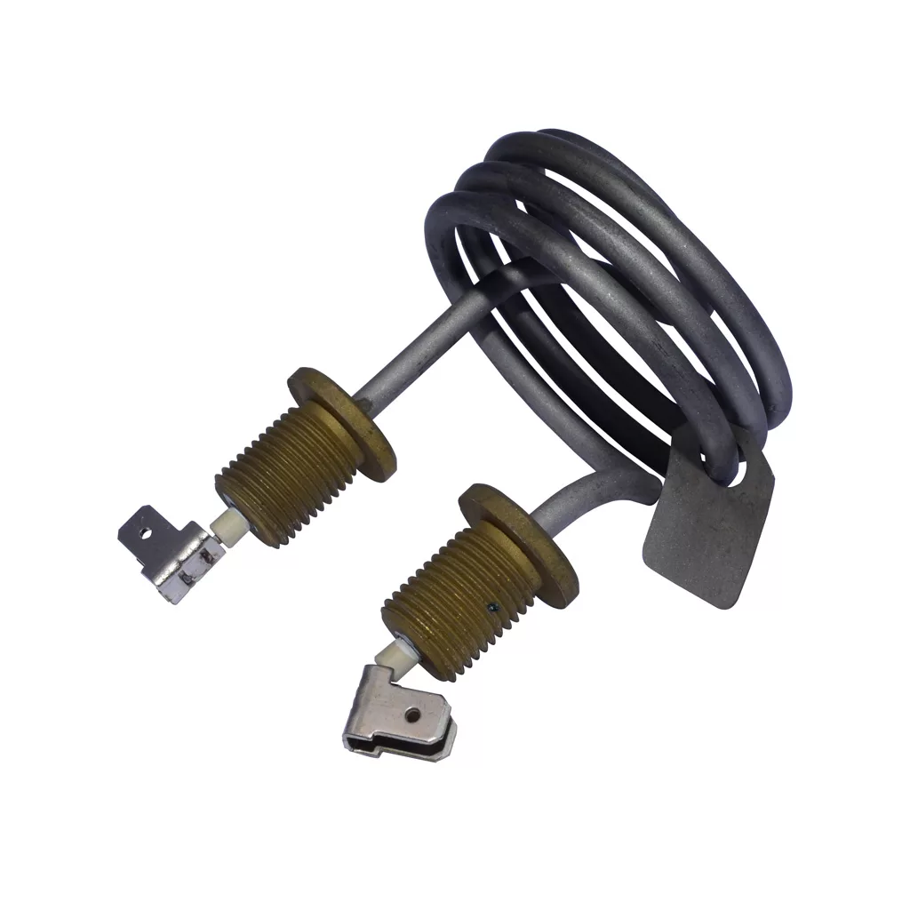The Ponte Vecchio 890-R4008 Heating Element - Export 800 Watts/110 Volts includes a metal coiled wire and two threaded brass connectors with flat terminals, displayed against a white background. © 2025 1st-line.com