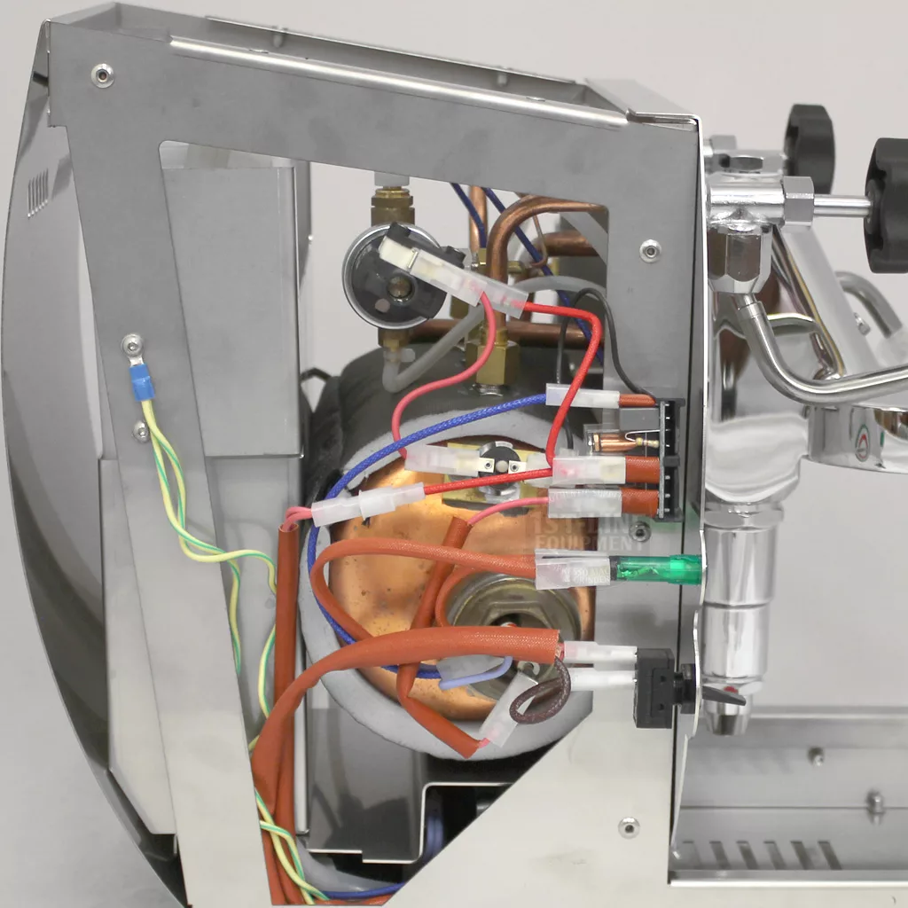 The DISCONTINUED La Nuova Era Cuadra HX Espresso Machine delivers reliable, precision brewing and high performance, equipped with essential wires and cables for exceptional espresso. © 2025 1st-line.com