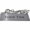The Update International Iced Tea Chain Sign is a rectangular metal sign with Iced Tea in black lettering, attached to a silver ball chain. © 2025 1st-line.com