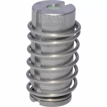 A close-up of the ODE 3 Way Viton Nucleus, a metal cylindrical component with a coiled spring wrapped around its body, is shown against a white background. © 2025 1st-line.com