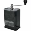 The Hario Acrylic Box Hand Coffee Grinder / Coffee Mill - Ceramic features a clear rectangular body, pull-out bottom drawer, metal crank handle with black knob, and a front displaying the 1st-Line Equipment logo. © 2025 1st-line.com