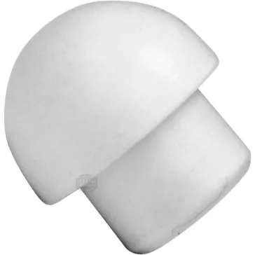 A white, dome-shaped plastic cap with a cylindrical base, like the DISCONTINUED Ascaso I...13 Silicone Stopper for grouphead, is often used as a protective end cover for pipes or bolts. © 2025 1st-line.com