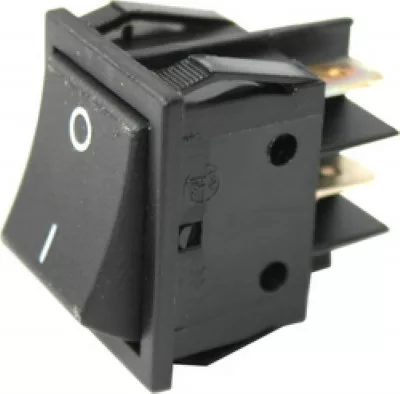 A close-up of the Lelit MC019 Power Switch, featuring I and O symbols for on/off positions and visible metal prongs for electrical connections, designed for compatibility with Lelit machines. © 2025 1st-line.com