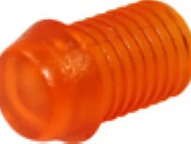 Close-up of the Lelit MC023 Orange Light Bulb Cover, made of orange transparent plastic with a rounded head and threaded body, designed for Lelit espresso machines, shown against a white background. © 2025 1st-line.com