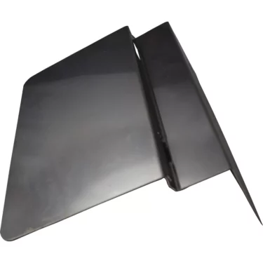 The Lelit MC013-2 Fix Cover, a black plastic angled tool with a wide flat blade and raised edge, resembling a drywall taping knife or squeegee, is shown against a white background. © 2025 1st-line.com