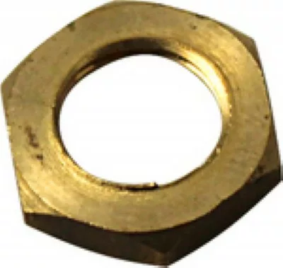 The Lelit MC037 Steam Valve Nut is a brass hexagonal locknut with a threaded inner hole, designed to secure components onto a threaded rod or bolt. © 2025 1st-line.com