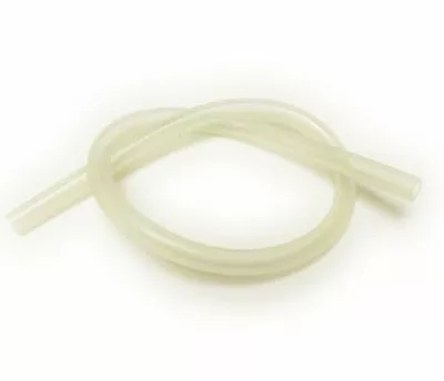 A coiled, translucent DISCONTINUED Lelit MC043 Silicon Return Hose with visible ends, displayed on a plain white background. © 2025 1st-line.com