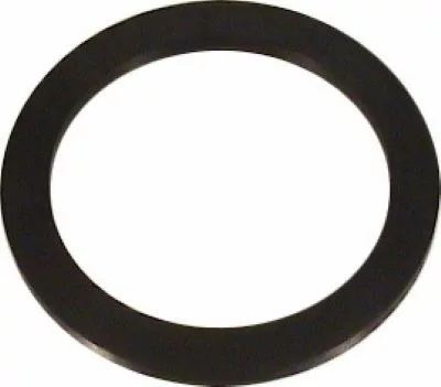 A flat, black circular washer with a smooth surface and hollow center, such as the DISCONTINUED Lelit MC047 Rubber Portafilter / Grouphead Gasket - PL41 / Anna, shown from above on a white background. © 2025 1st-line.com