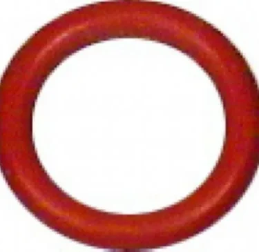 The Lelit MC045 Silicone O-ring is red, made of silicone with a smooth, rounded surface, shown from above on a white background. Its compatible as a replacement for Lelit models including the MC045. © 2025 1st-line.com