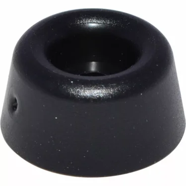 The Lelit MC057 Foot / Leg is a black, round bumper made of rubber or plastic with a hollow center and angled sides, typically used as a protective base for furniture, equipment, or as a doorstop. © 2025 1st-line.com
