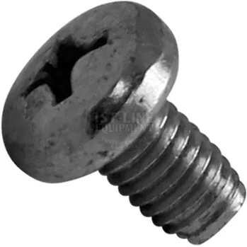 A close-up of the Lelit MC268 Pump Bracket Screw shows its metal Phillips head and threaded shaft, set at an angle on a plain white background. © 2025 1st-line.com