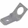 A small, flat, angled metal bracket with a large top hole and a smaller lower hole is suitable for mounting or electrical connections with the Lelit MC115 Male Washer 5mm Diameter. © 2025 1st-line.com