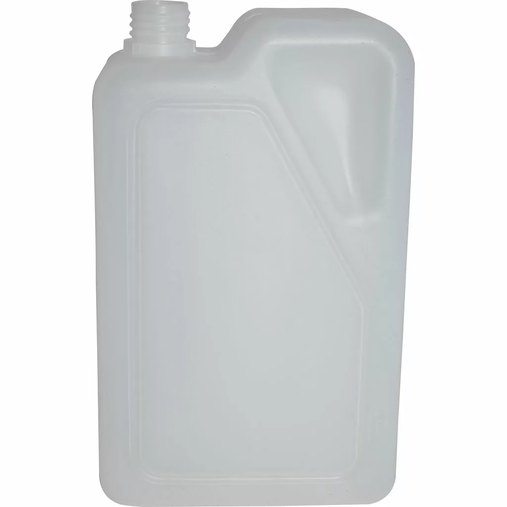 The DISCONTINUED Lelit MC165 Water Tank / Reservoir is a translucent, rectangular plastic bottle with a screw-top on the upper left, designed for storing and pouring liquids. It comes empty and unlabeled. © 2025 1st-line.com