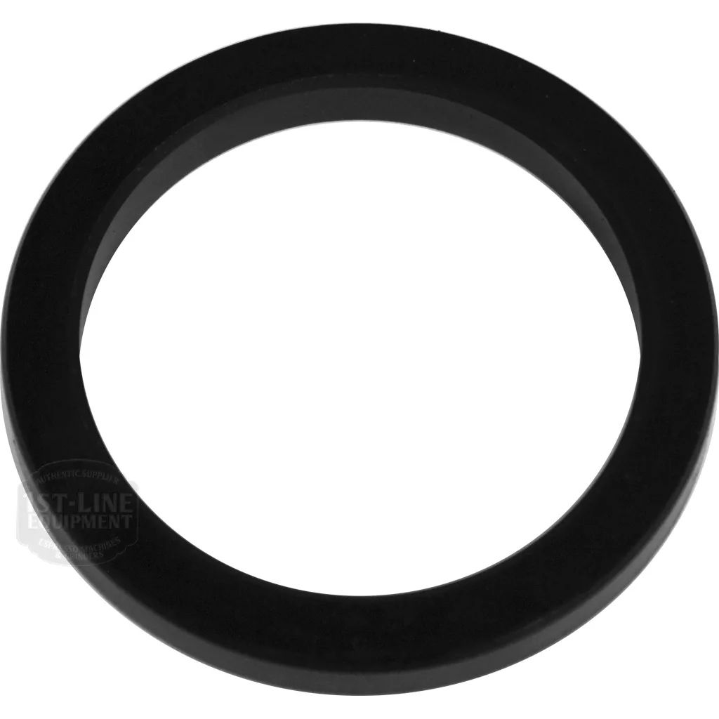 The Lelit MC752-6 Grouphead / Portafilter Gasket is a black circular rubber gasket shown from above against a white background. © 2025 1st-line.com