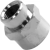 A close-up of a shiny, hexagonal Lelit MC937 Water Valve Reduction Fitting with an open threaded end, resembling a metallic wheel lug nut, photographed against a white background. © 2025 1st-line.com