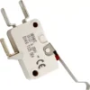 The Lelit 9600010 Water Tank Microswitch is white, features metal terminals and an extended metal lever arm, and has printed specs and certification markings on its surface. © 2025 1st-line.com