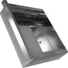 A wall-mounted paper towel dispenser features a shiny, stainless steel build with a smooth, reflective surface and angular design, inspired by the sleek aesthetics of the La Nuova Era NE447A Drip Tray. © 2025 1st-line.com