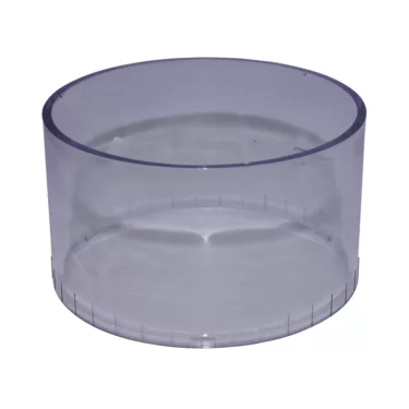 The Quamar Sight Glass - T48 is a transparent, cylindrical plastic container without a lid, shown against a white background. © 2025 1st-line.com