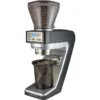 The Baratza Sette 270 Coffee Grinder in black and silver has a clear bean hopper, digital display, control buttons, and a plastic grounds container—ideal for precise, consistent coffee grinds. © 2025 1st-line.com