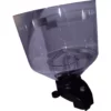 The Mazzer Complete Bean Hopper for Robur and New Major is a transparent plastic hopper with a wide top, narrow base, black attachment, and adjustment knob—ideal for dispensing coffee beans or grains. © 2025 1st-line.com