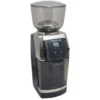 The Baratza Vario W Weight Based Coffee Grinder features a silver and black design, clear bean hopper, digital display, and front control buttons for precise coffee bean grinding. © 2025 1st-line.com