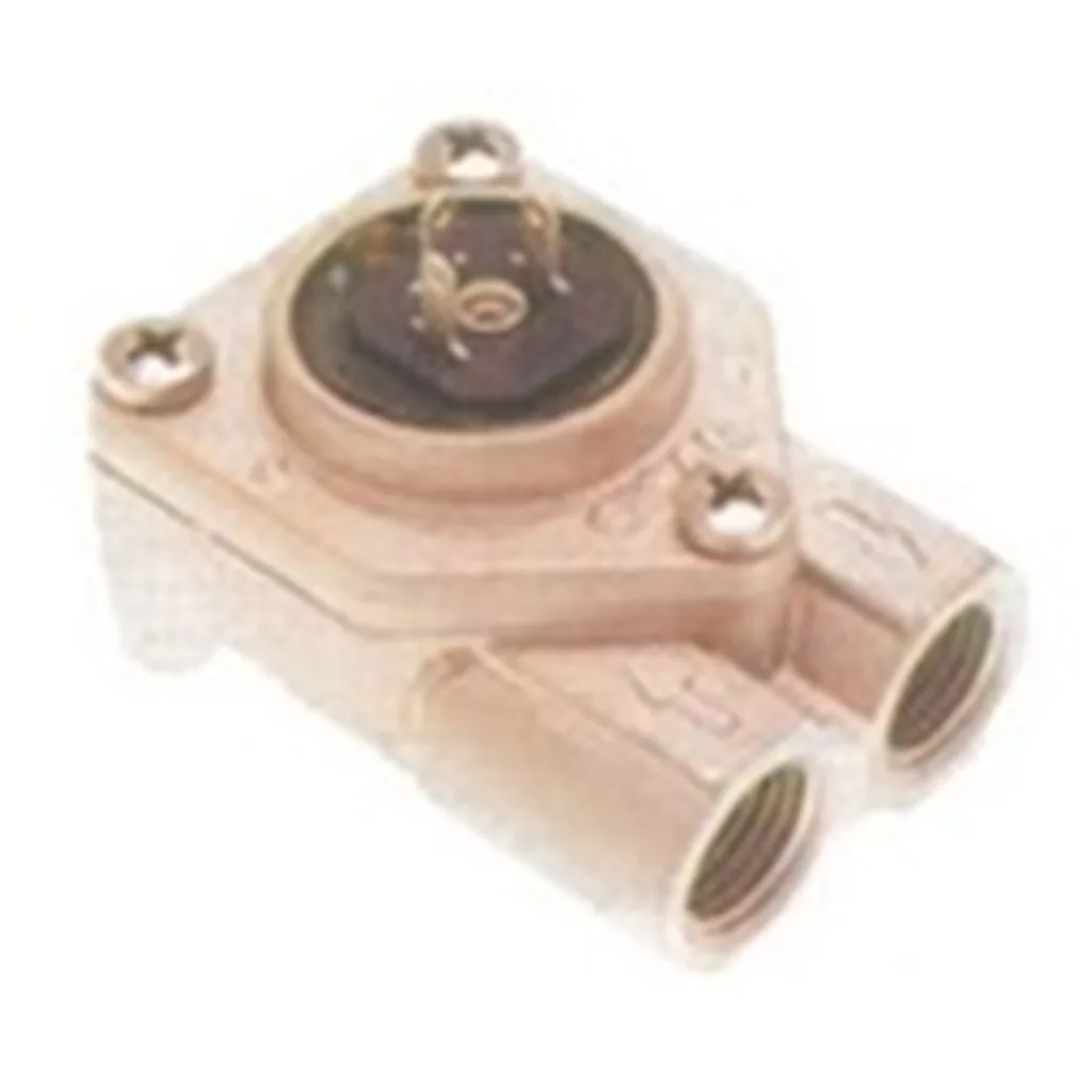 A discontinued Gicar Flow Meter with a brass body, 1/4 three connections, and a top electrical connector—used for fluid control in plumbing or industrial systems. © 2025 1st-line.com
