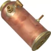 The VBM CALDDOMS2BCAF Coffee Boiler is a cylindrical copper component with brass fittings and threaded connectors, designed for plumbing or heating uses, shown isolated on a white background. © 2025 1st-line.com