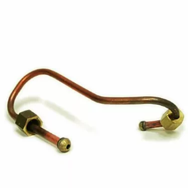 A bent copper pipe with brass fittings, like the Fiorenzato A2000238 Pipe for Pressurestat - Bricoletta, Volante, used in plumbing or HVAC applications, isolated on a white background. © 2025 1st-line.com