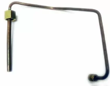 A bent metal pipe with threaded fittings on both ends, similar in shape to the Elektra 00595035 Copper Pipe for Elektra Belle Epoque 2 group, is shown on a white background. © 2025 1st-line.com