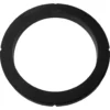 A black, circular Rancilio 36301034 Filter Holder Gasket for commercial Rancilio espresso machines is shown against a white background. © 2025 1st-line.com
