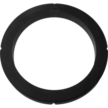 A black, circular Rancilio 36301034 Filter Holder Gasket for commercial Rancilio espresso machines is shown against a white background. © 2025 1st-line.com