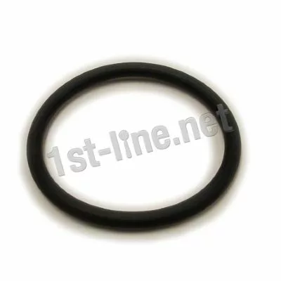 A black Elektra 00543035 Gasket for Sight Glass on Elektra commercial machines is shown flat on a white background with a 1st-line.net watermark across the image. © 2025 1st-line.com