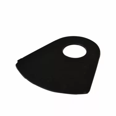 A black, flat, irregularly-shaped metal or plastic plate with a large circular hole near one edge, identified as the Ascaso MI..35 Dosing Sector for Doser - I-1D, I-2D, displayed on a white background. © 2025 1st-line.com