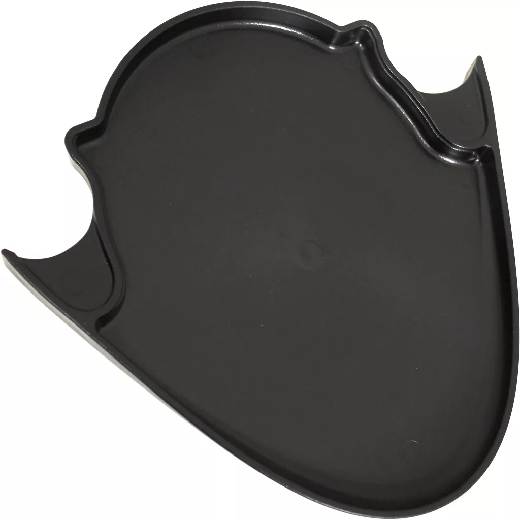 A black, irregularly shaped plastic paint palette with multiple wells for holding and mixing paint, similar in form to the DISCONTINUED - Ceado Grinds Catch Tray - E6P, E6X, E9. © 2025 1st-line.com