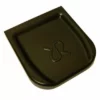 A black, rectangular Rancilio 38-123-678 removable plastic grind tray for Rocky V3, featuring rounded edges and an embossed abstract design in the center. © 2025 1st-line.com