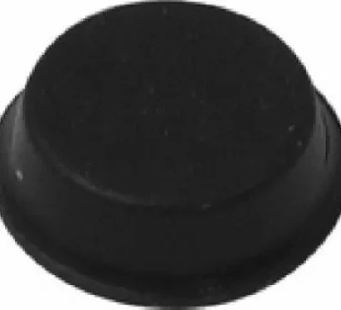 A black, round, flat puck with a slightly raised edge, viewed from above on a white background—its shape is similar to the Rancilio 36310006 Front Foot/Leg for Rocky espresso machines. © 2025 1st-line.com