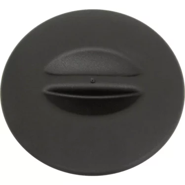 A black, round plastic knob with a raised grip, designed for adjusting devices like the Ceado CE-70141 Lid for Doser - E6X, E9; shown from above on a white background. © 2025 1st-line.com