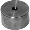 A circular metal part with a flat top, rounded sides, and a central hole, resembling a solid disk; commonly seen as the Isomac 000666 Stainless Steel Front Foot/Leg. © 2025 1st-line.com