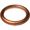 A close-up image of a single ECM P2045 Copper Gasket 3/8, circular with a smooth, shiny surface, displayed on a white background. © 2025 1st-line.com