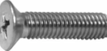 A close-up image of the Fiorenzato A1100006 Cross Slotted Socket/Connector Screw A2 5X20, showcasing its threaded shaft and shiny surface. © 2025 1st-line.com