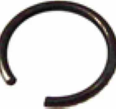 A close-up of a black metal snap ring, often paired with the Elektra 01504035 Steam Knob Spring, circular with a gap and used to secure parts like steam knobs on shafts or inside bores. © 2025 1st-line.com