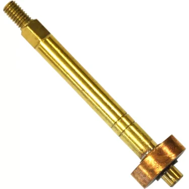 A close-up of a brass and copper threaded valve spindle with a hexagonal end and copper washer, compatible with the Bezzera 7479950 Cam Shaft for Mitica. © 2025 1st-line.com