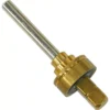 A close-up of a brass and steel valve core removal tool with a cylindrical handle, threaded section, and notched tip—perfect for servicing the Bezzera 7479937 Delivery Valve Assembly. © 2025 1st-line.com
